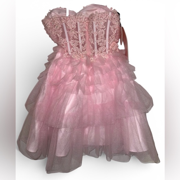 Kiss prom Pink Lace Bustier Tulle Party Dress size 4 nwt prom - Picture 2 of 8